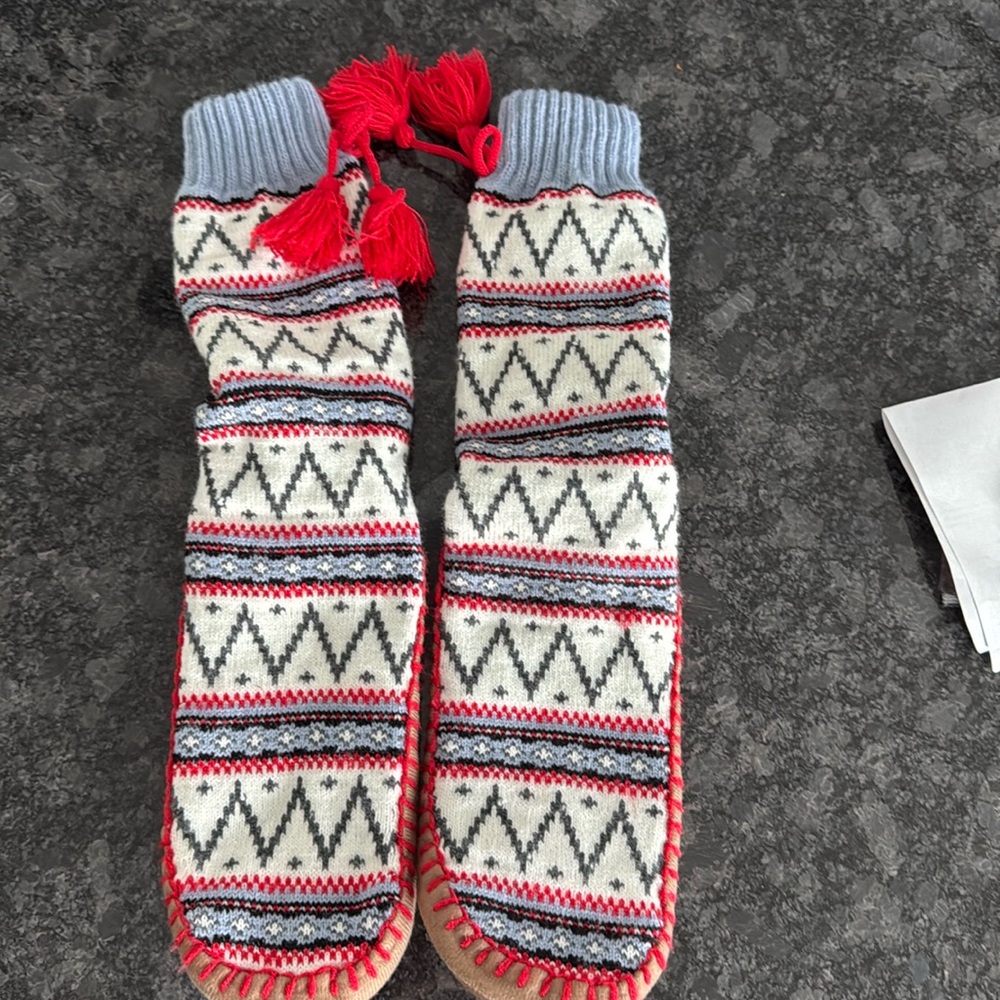 Cozy house sock slippers with grippy bottom